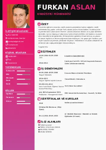 Endüstri Mühendisi CV Örnekleri cv indir